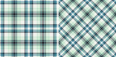 Desen dokusunun vektör tartan dokusu, arka plan tekstil denetimi ekoseli soğuk renklerde ayarlanmış..