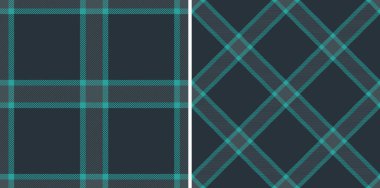 Uzay renklerinde ayarlanmış vektör tekstil kumaşı ile arka plan tartanının desensiz deseni.