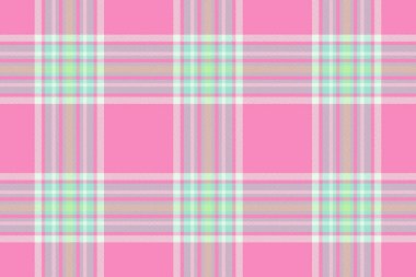 Tekstil arkaplan tartanının kumaş vektör kontrolü, desen desenli ekoseli pembe ve gök mavisi renklerinde..