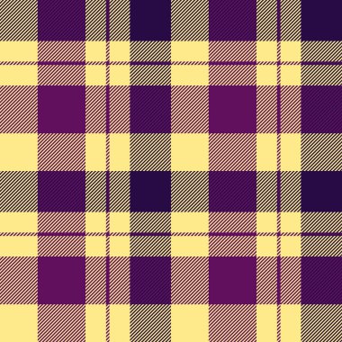 Ekose desenli kumaş desenli tekstil tartan deseninin kumaş vektör kontrolü açık altın rengi ve morumsu arkaplan.