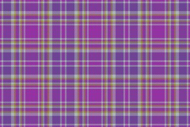 Mor ve pastel renklerde tartan vektör dokusu ekoseli tekstil kumaş arkaplan kusursuz kontrol deseni.