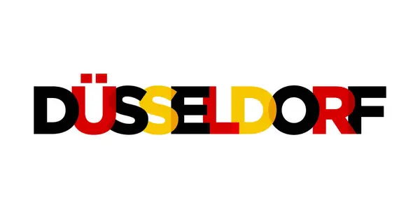 德国杜塞尔多夫 Dusseldorf Deutschland 是以德国城市为图形符号和文字元素 以白色背景为背景的现代创意矢量插图设计 非常适合制作旅游横幅 网络和明信片 — 图库矢量图片