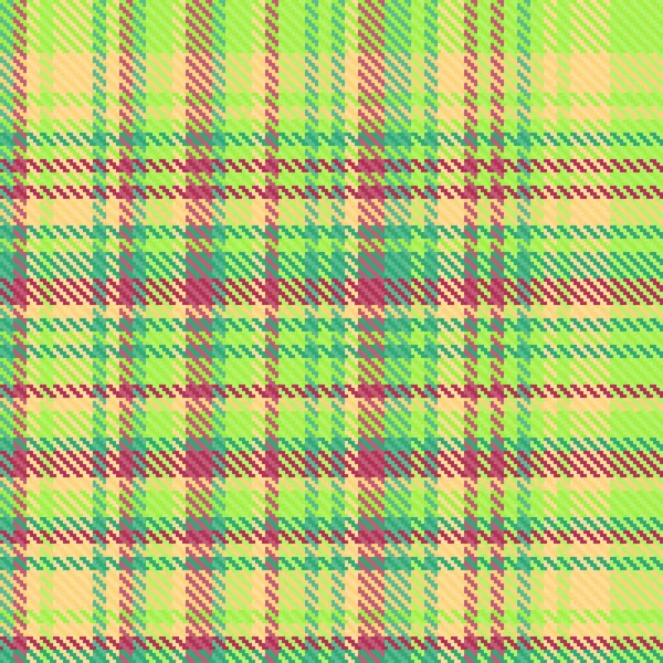 緑と琥珀色でシームレスに再生チェックファブリックと背景パターン繊維のタータンベクトルテクスチャ — ストックベクタ