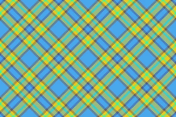 青色と黄色のベクトル繊維生地のテクスチャでチェックのシームレスなパターン再生された背景 — ストックベクタ