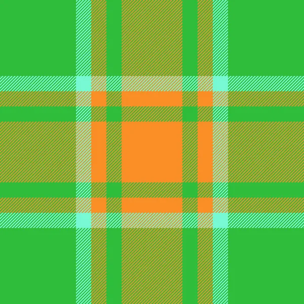 緑とオレンジの色でタータンを再生繊維チェックでシームレス生地のテクスチャの背景パターンベクトル — ストックベクタ