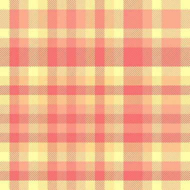 Kırmızı ve turuncu renklerde vektör kumaş denetim desenli, pürüzsüz arkaplan desenli ekose kumaş..