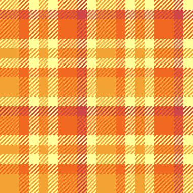 Ekose kumaş desenli turuncu ve sarı renklerde mat vektör tartanın kusursuz arkaplan deseni.