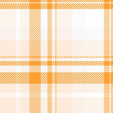 Arkaplan vektörünün tartan desenli dokusu beyaz ve turuncu renklerde ekose kumaş ile kontrol edilsin.