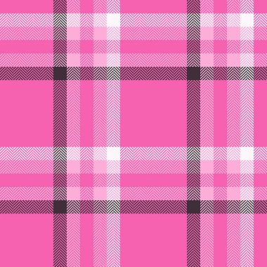 Vektör desenli ekoseli kumaş. Arkaplan desenli. Pembe ve kar renkli tartan..