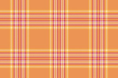 Ekosesiz ekoseli kumaşın arkaplan tartan vektörü. Desenli kumaş dokusunu turuncu ve mısır ipeği renginde kontrol et..