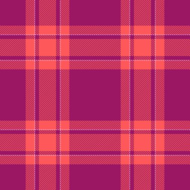 Kumaş tartan desenli pembe ve kırmızı renkli kumaş desenli kumaşın ekoseli kontrol vektörü.