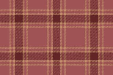 Ekose kumaş dokusu kontrolü ile kırmızı ve turuncu renklerde tekstil tartan deseninin kusursuz vektör arkaplanı.