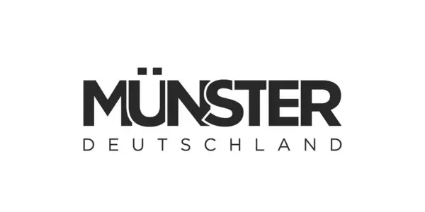 Munster Deutschland Сучасна Творча Ілюстрація Зображенням Міста Німеччини Графічного Символу — стоковий вектор