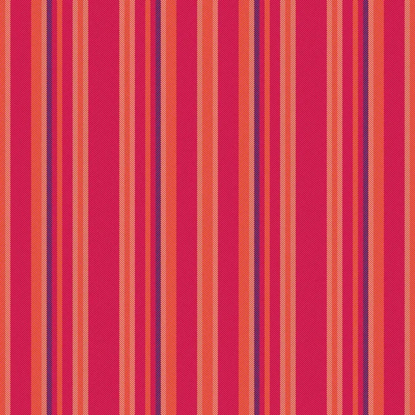 レッドとオレンジの色で縦のパターンストライプの背景とテキスタイルファブリックベクターのシームレスなテクスチャライン — ストックベクタ
