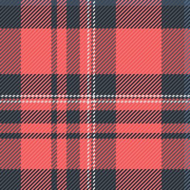 Kırmızı ve pastel renklerde kumaş tekstil tartan kontrollü kusursuz vektör dokusu ekoseli arkaplan deseni.