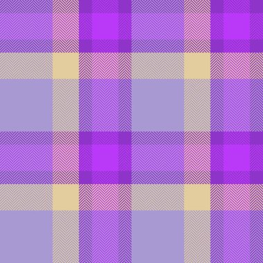 Ekose desenli kumaşın arka plan dokusu, mor ve açık renkli tartan vektör tekstil denetimi ile pürüzsüz..