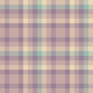 Pastel ve açık renkli ekose dikişsiz tartan desenli dokunun kumaş vektör tekstili geçmiş kontrolü.
