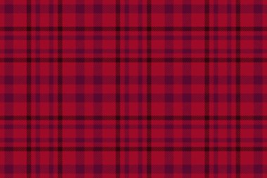 Kırmızı ve pembe renklerde tartan kumaş dikişsiz arkaplanı olan vektör kontrolünün desenli ekoseli dokusu.