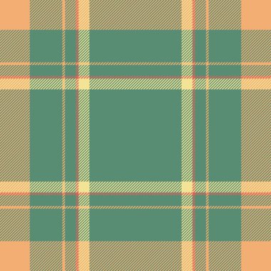 Nane ve turuncu renklerde kumaş dokusuna sahip vektör arkaplanının ekose tartan kontrolü.