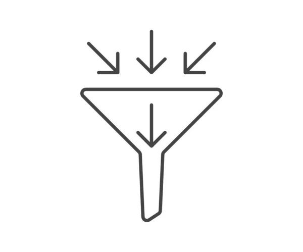 Trichtersymbol Vektor Sortierschild Filtersymbol Schwarz Weiß Einfaches Flaches Design — Stockvektor