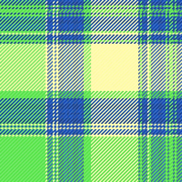 用蓝色和绿色的无缝矢量格子布背景检查格子布织物的纹理 — 图库矢量图片