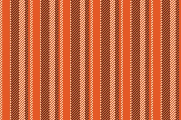 オレンジ色と暗色のファブリックテキスタイルベクトルラインとシームレスストライプ垂直のテクスチャパターンの背景 — ストックベクタ