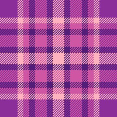 Desen vektörünün ekose kumaşı desen arkaplan kontrolü tekstil pembe ve mor renklerde.