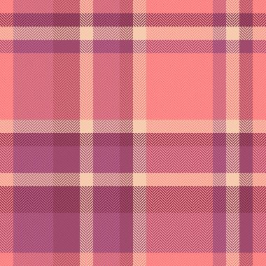Kumaşın arka plan desenli ekoseli dikdörtgen kumaşı, kontrol vektör dokusu, pembe ve kırmızı renkli tekstil..
