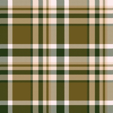 Kalıpsız desenli tartan vektör ekoseli. Kumaş kumaş desenini sarı ve koyu renklerde kontrol et..