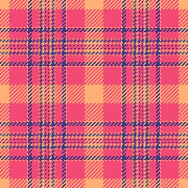Kırmızı ve turuncu renklerde ekose desenli kusursuz vektör kontrolü tekstil arka plan dokusu.