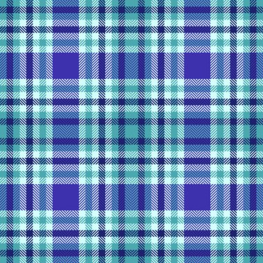 Ekose arka planı ışık ve cyan renklerinde dikişsiz desenli kontrol vektör tekstili tartan dokusu.