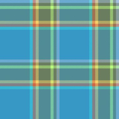 Cyan ve pastel renklerde dikişsiz kumaş tekstili ile doku vektörünün tartan desen arka planı.