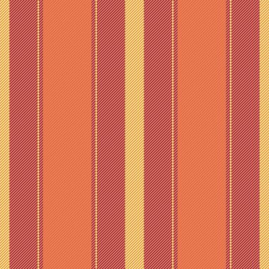 Dikey çizgiler, turuncu ve kırmızı renklerde kumaş arkaplan ve tekstil deseninin vektör çizgisi..