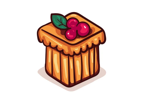Dolce Illustrazione Vettoriale Torta Simbolo Del Cibo Dessert Elementi Design — Vettoriale Stock