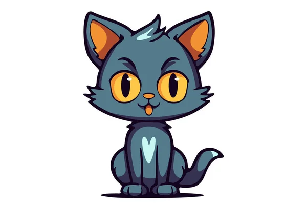 Lindo Gato Clipart Ilustración Vectorial Dibujos Animados Gatito Icono Logotipo — Vector de stock