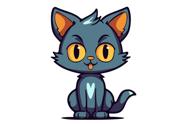 Clipart Chat Mignon Illustration Vectorielle Icône Logo Chaton Dessin Animé — Image vectorielle