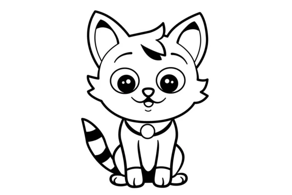 Śliczny Kliparty Kot Ilustracja Wektora Kreskówkowa Ikona Kotka Logo Naklejka — Wektor stockowy