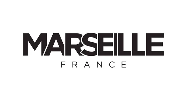 Marseille Französischen Emblem Das Design Weist Einen Geometrischen Stil Auf — Stockvektor
