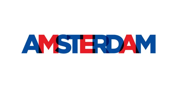 阿姆斯特丹在荷兰的标志 该设计的特点是几何风格 矢量插图用现代字体的粗体字体 图文并茂 — 图库矢量图片