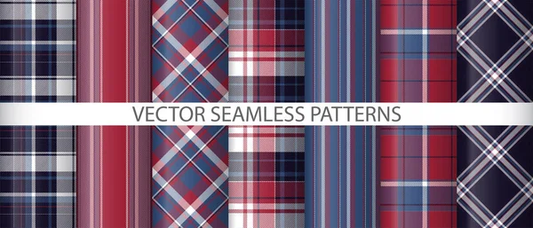 Nastavit Texturu Tkaniny Kostkované Tartanový Vzor Pozadí Vektorové Textilní Bezešvé — Stockový vektor