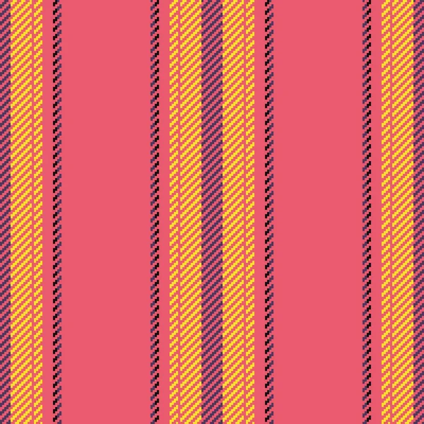 赤と黄色の色でシームレスなストライプのテクスチャパターンを持つ線の垂直背景のファブリックテキスタイルベクトル — ストックベクタ