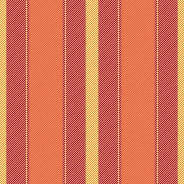 オレンジ色と赤の縦線の生地の背景とテキスタイルパターンのテクスチャのベクトルストライプシームレス — ストックベクタ