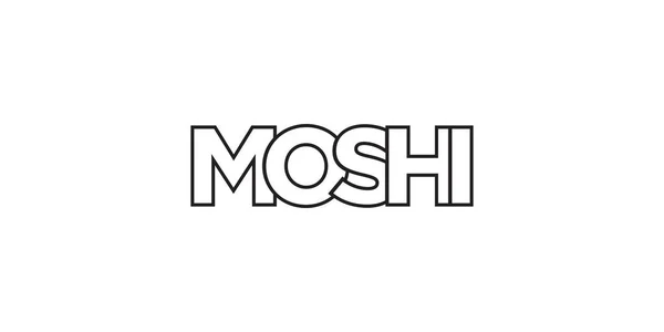 Moshi Tanzania Emblemet Designen Har Geometrisk Stil Vektorillustration Med Djärv — Stock vektor