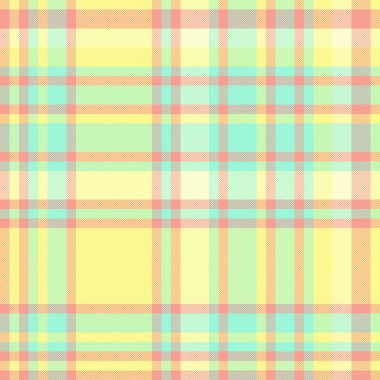 Dikensiz arka plan tartanından ekose kumaş. Sarı ve nane renklerinde vektör dokusu kontrol deseni var..