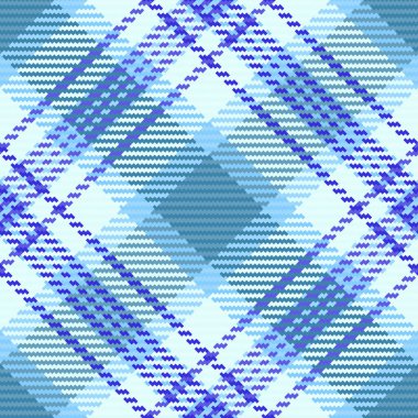 Kumaş tekstil arka planının kusursuz tartan ekoseli doku vektör şablonunu siyan ve açık renkli olarak kontrol et.
