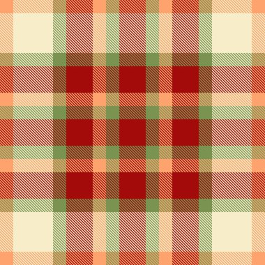 Kırmızı ve açık renkli vektör desenli tartan desenli ekose kumaş arkaplanı tekstil denetimi.