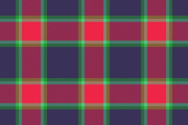 Ekose desenli tartan dikişsiz kontrol arkaplanı çivit ve kırmızı renklerde tekstil kumaş vektörü ile.