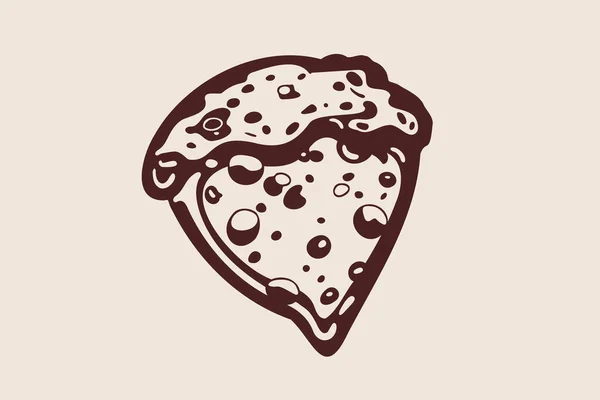 Dreieckige Pizzascheibe Mit Geschmolzenem Käse Und Pfefferoni Cartoon Sticker Comic — Stockvektor