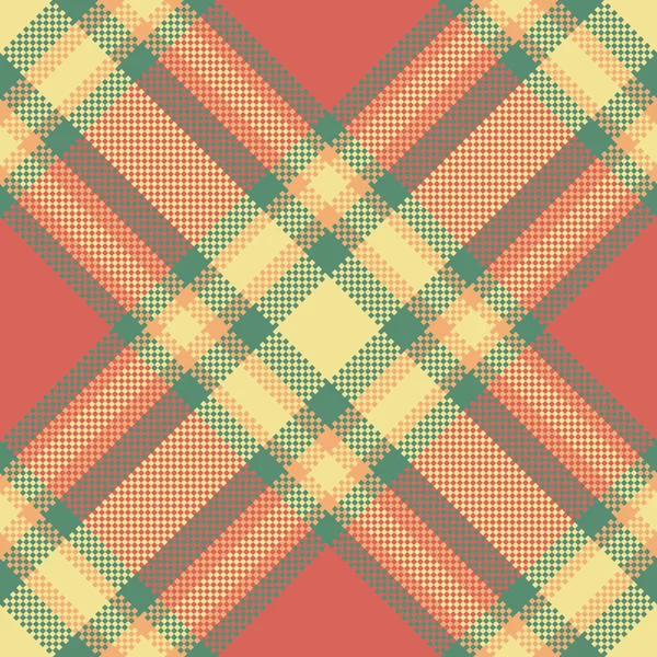 赤と黄色のシームレスチェックタータン生地でパターンベクトルテクスチャのテキスタイル背景 — ストックベクタ