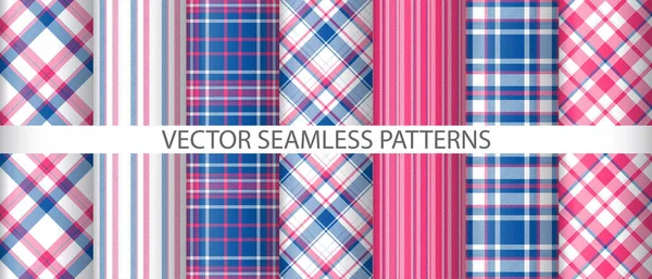 Conjunto Patrón Sin Costura Textil Verificación Vectores Cuadros Fondo Textura — Vector de stock